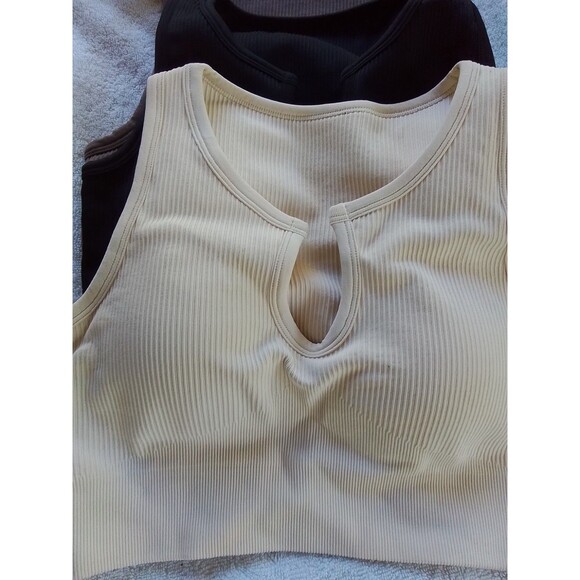 Medium Support Crop Top Seamless Removable Cups Workout Yoga Sport Bra 3pc - Picture 2 of 5